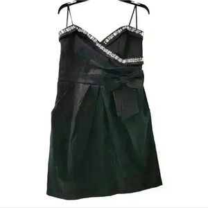 VTG Deb Rhinestone Sweet Heart‎ Bow Front Pocket Party Black Occasion Dress.